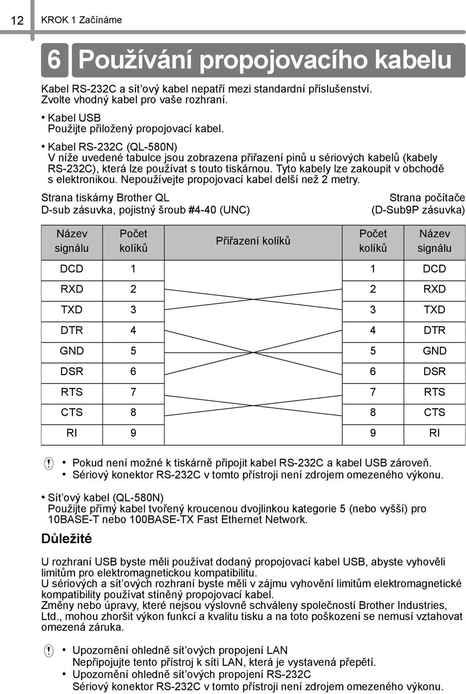 Nepoužívejte propojovací kabel delší než metry.