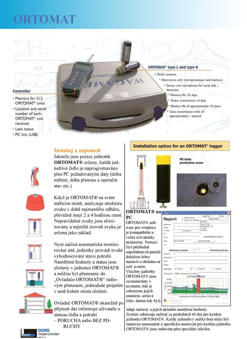 Nepravidelné zvuky jsou eliminovány a nejnižší úroveň zvuku je určena jako základ. Nyní začíná automatické monitorování sítě, jednotky provádí trvalé vyhodnocování stavu potrubí.