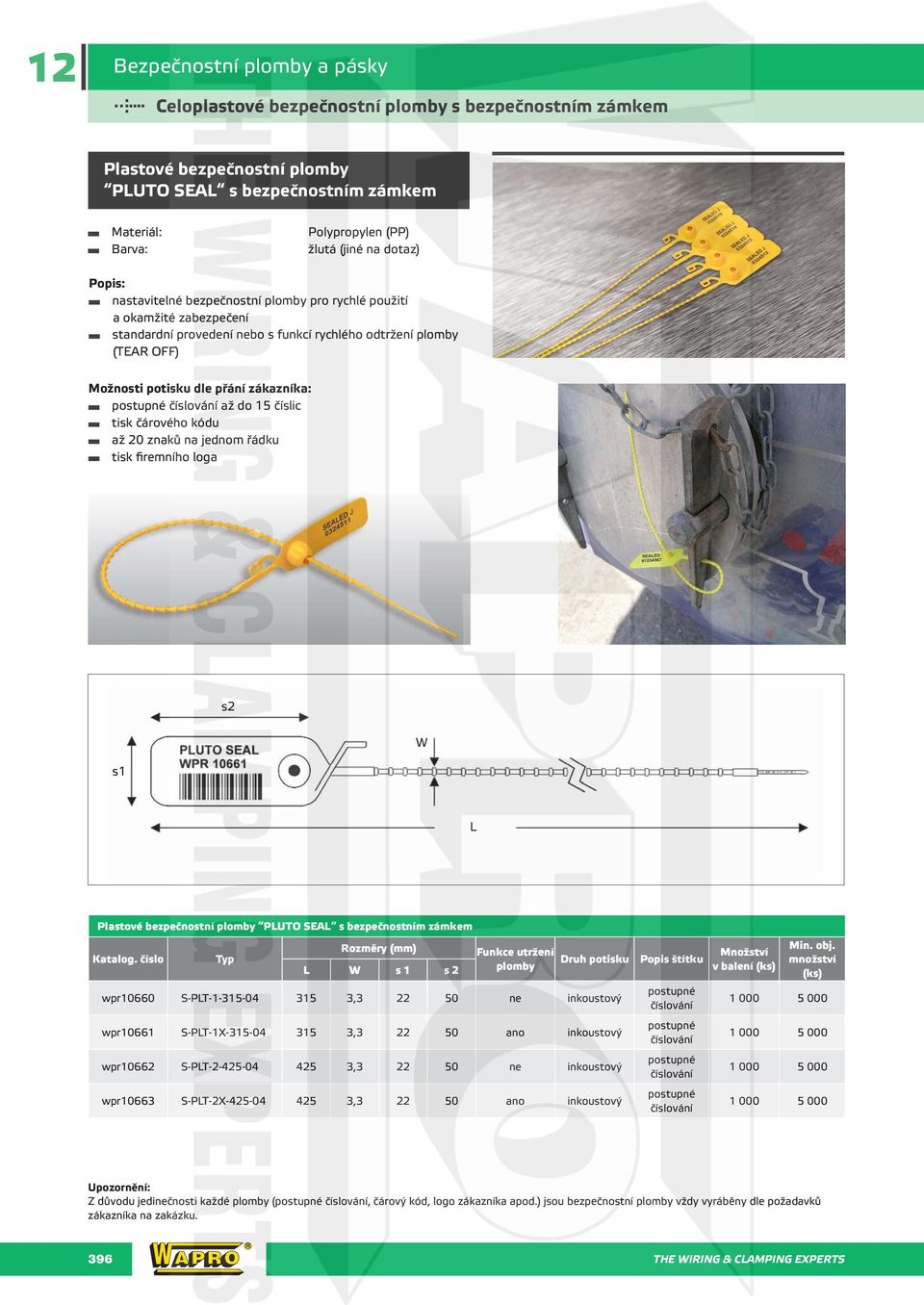 bezpečnostní plomby PUTO SEA s bezpečnostním zámkem Katalog.