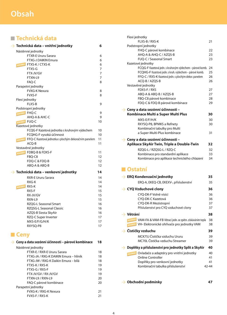 panelem 11 ACQB 11 Vestavěné jednotky FDBQB & FDXSF 11 FBQC8 12 FDQC & FDQB 12 ABQA & ABQB 12 Technická data venkovní jednotky 14 RXRE Ururu Sarara 14 RXGK 14 RXSK 14 RXSF 15 RXJV/GV 15 RXNL9 15