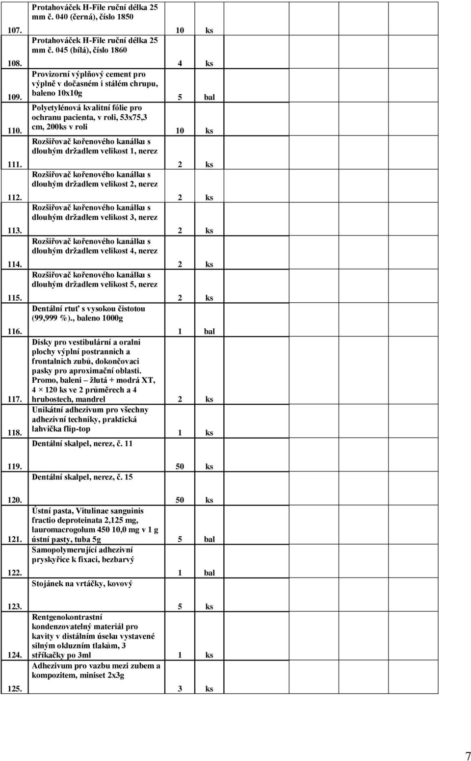 kořenového kanálku s dlouhým držadlem velikost 1, nerez Rozšiřovač kořenového kanálku s dlouhým držadlem velikost 2, nerez Rozšiřovač kořenového kanálku s dlouhým držadlem velikost 3, nerez