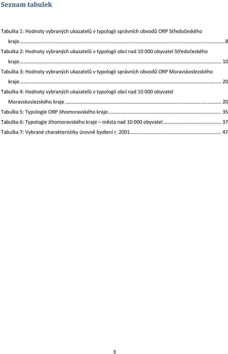 .. 10 Tabulka 3: Hodnoty vybraných ukazatelů v typologii správních obvodů ORP Moravskoslezského kraje.