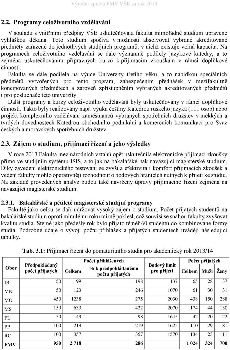 Na programech celoživotního vzdělávání se dále významně podílely jazykové katedry, a to zejména uskutečňováním přípravných kurzů k přijímacím zkouškám v rámci doplňkové činnosti.