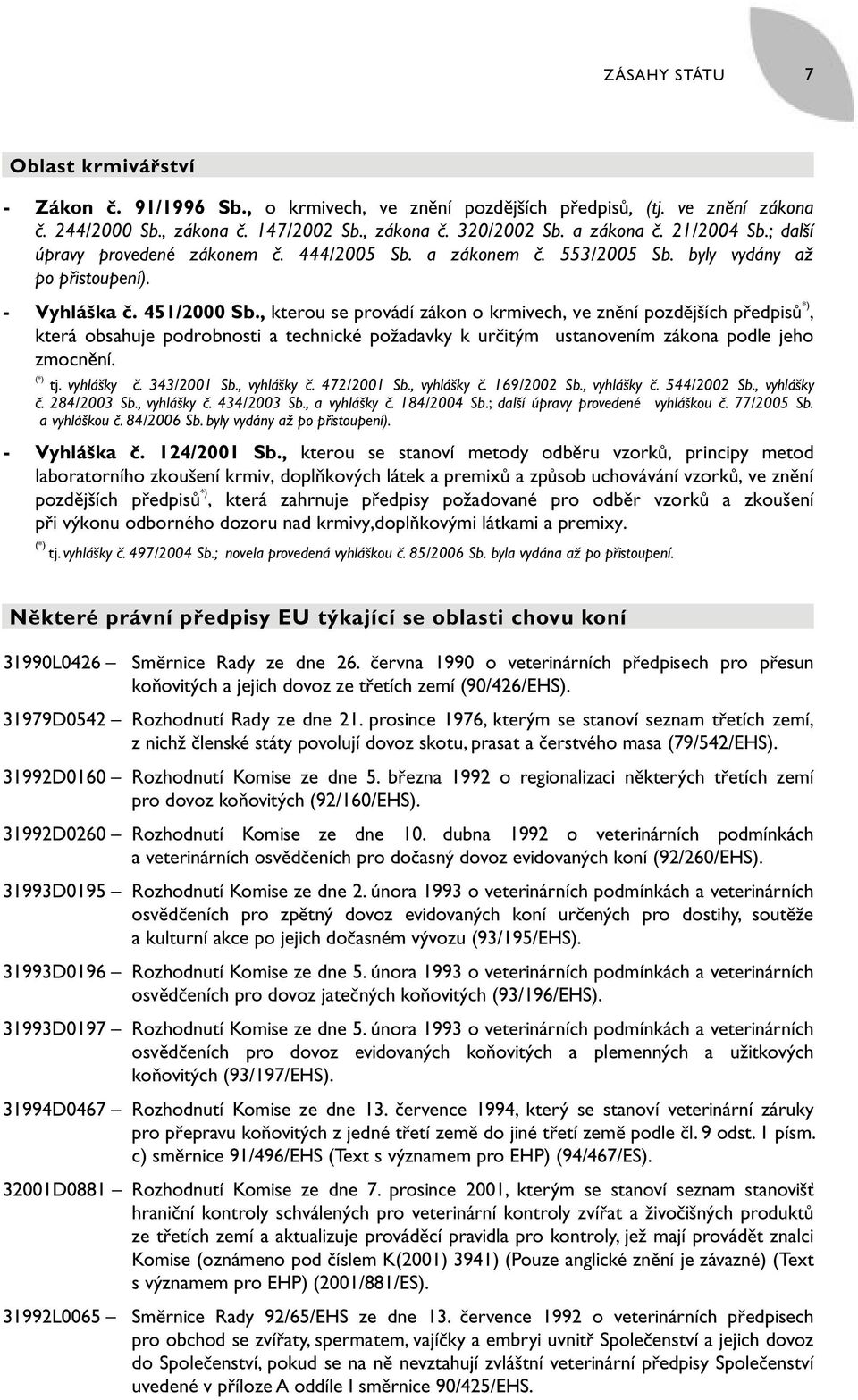 , kterou se provádí zákon o krmivech, ve znění pozdějších předpisů *), která obsahuje podrobnosti a technické požadavky k určitým ustanovením zákona podle jeho zmocnění. (*) tj. vyhlášky č.