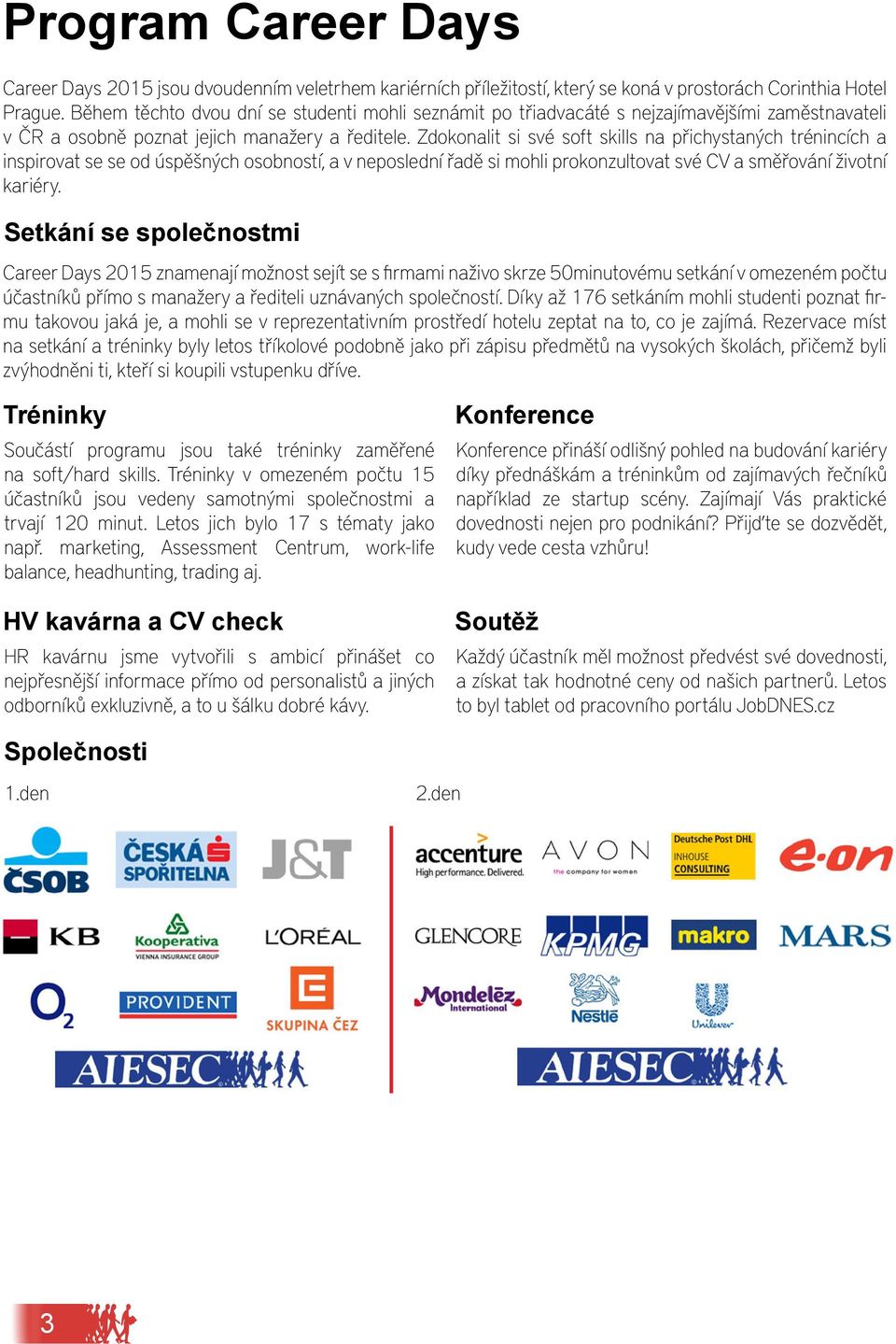 Zdokonalit si své soft skills na přichystaných trénincích a inspirovat se se od úspěšných osobností, a v neposlední řadě si mohli prokonzultovat své CV a směřování životní kariéry.