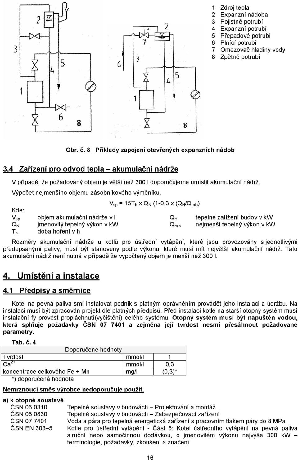 Výpočet nejmenšího objemu zásobníkového výměníku, Kde: V sp Q N T b objem akumulační nádrže v l jmenovitý tepelný výkon v kw doba hoření v h V sp = 15T b x Q N (1-0,3 x (Q H /Q min ) 16 Q H Q min
