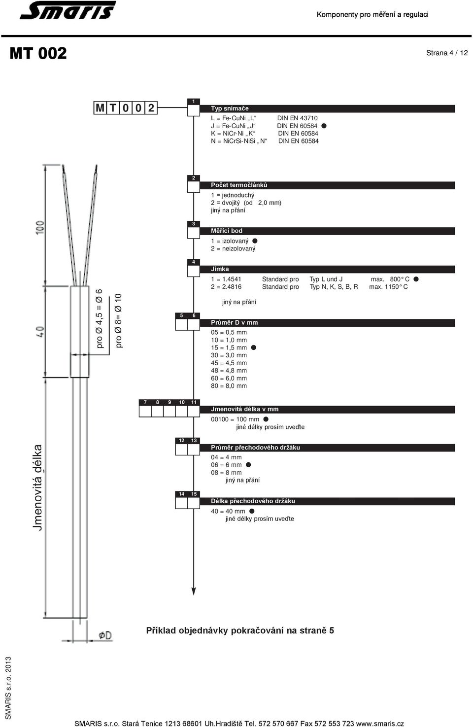 6 Standard pro Typ N, K, S, B, R max.