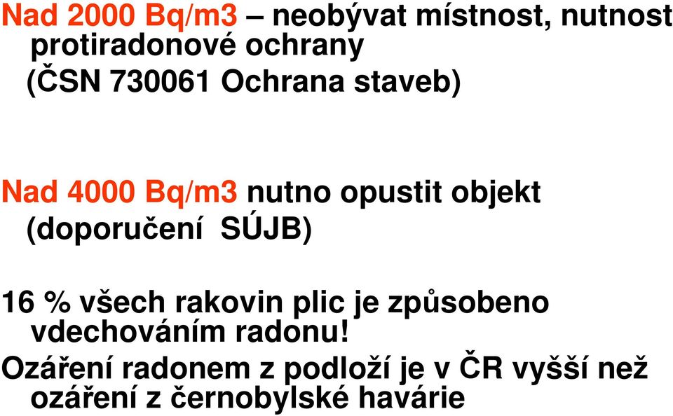 (doporučení SÚJB) 16 % všech rakovin plic je způsobeno vdechováním