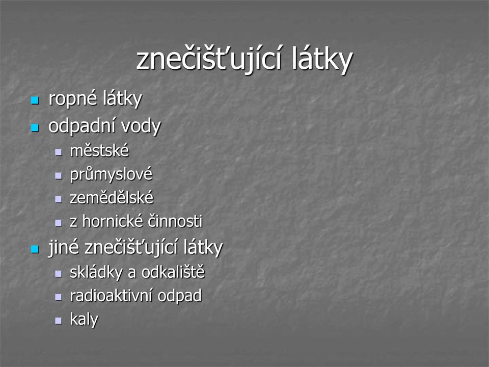 činnosti jiné znečišťující látky skládky