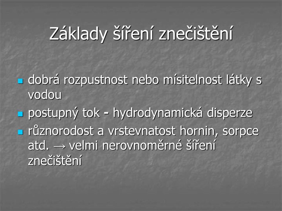 hydrodynamická disperze různorodost a