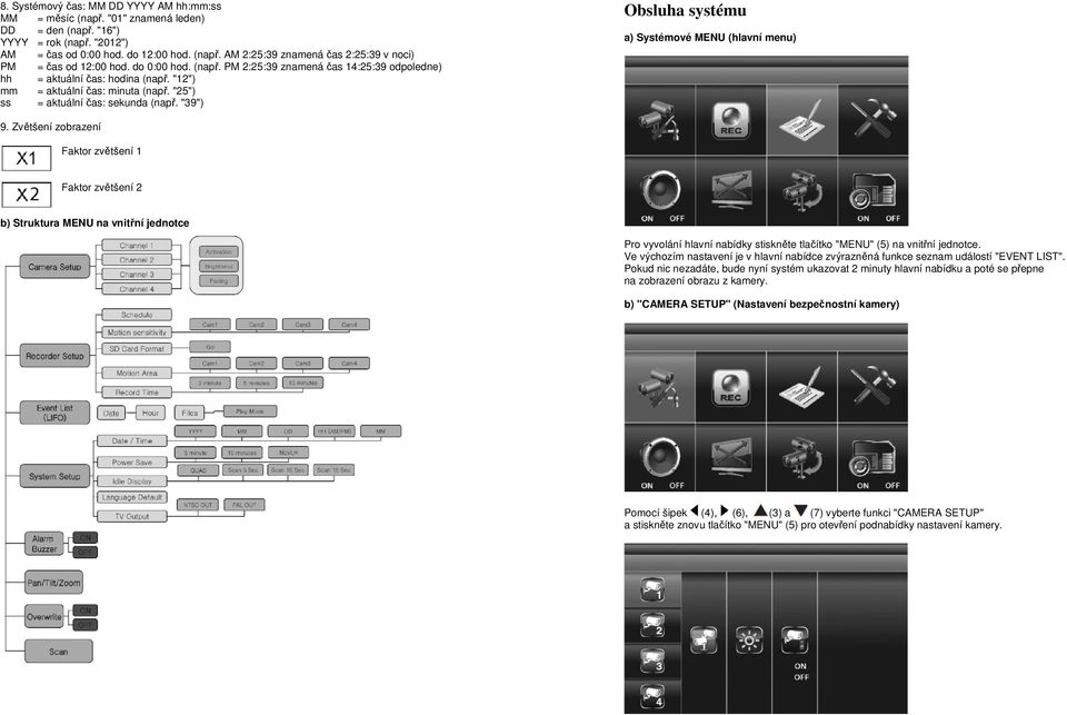 "39") Obsluha systému a) Systémové MENU (hlavní menu) 9.