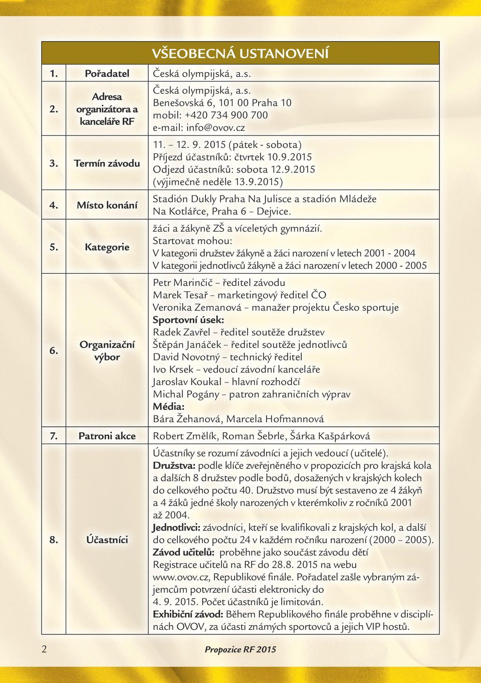 žáci a žákyně ZŠ a víceletých gymnázií. Startovat mohou: V kategorii družstev žákyně a žáci narození v letech 2001-2004 V kategorii jednotlivců žákyně a žáci narození v letech 2000-2005.