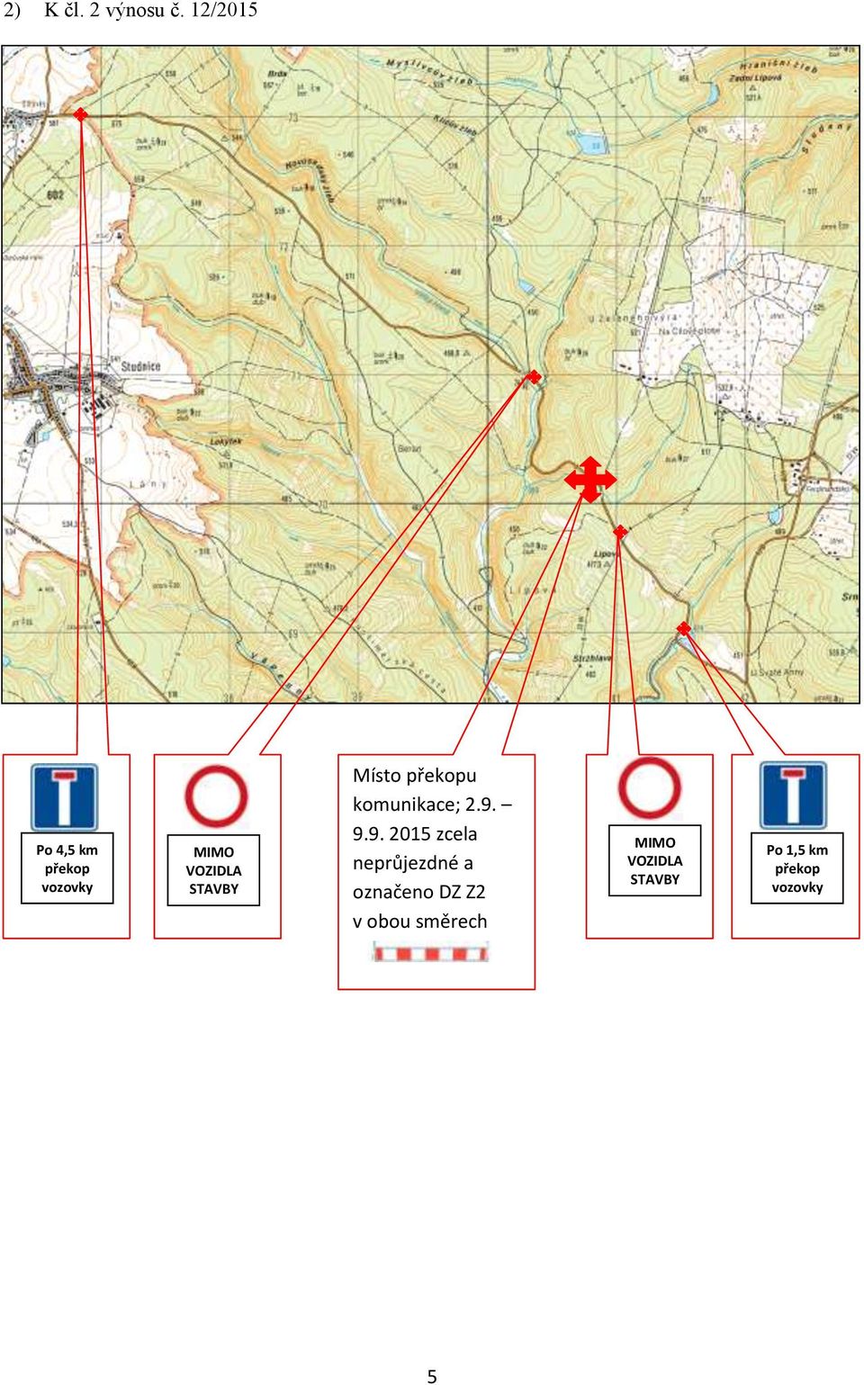 Místo překopu komunikace; 2.9.