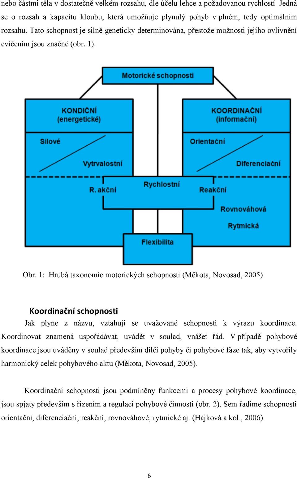 1: Hrubá taxonomie motorických schopností (Měkota, Novosad, 2005) Koordinační schopnosti Jak plyne z názvu, vztahují se uvažované schopnosti k výrazu koordinace.