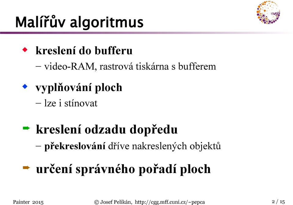 stínovat kreslení odzadu dopředu překreslování dříve