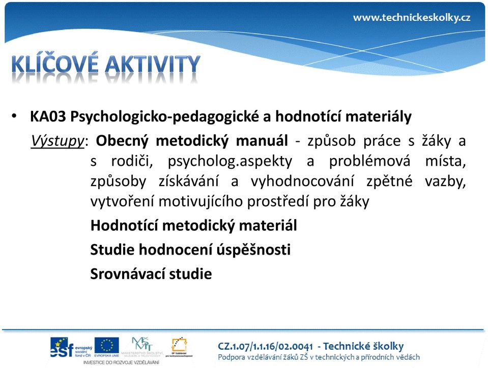 aspekty a problémová místa, způsoby získávání a vyhodnocování zpětné vazby,