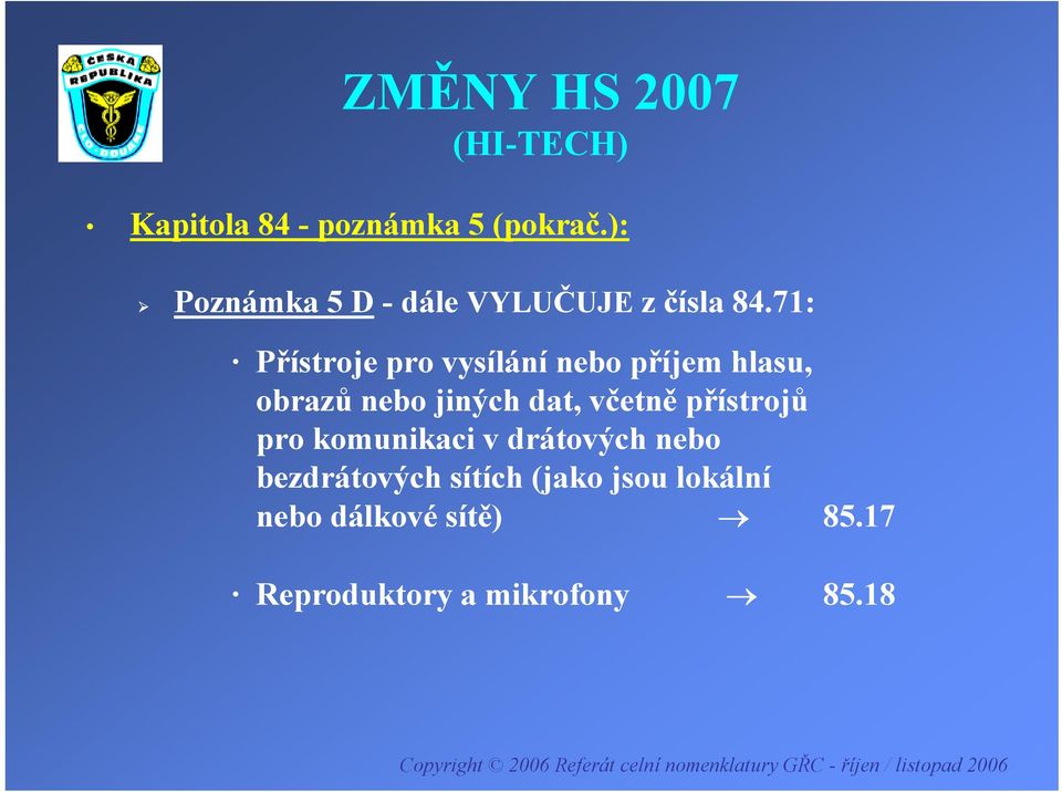 71: Přístroje pro vysílání nebo příjem hlasu, obrazů nebo jiných dat,