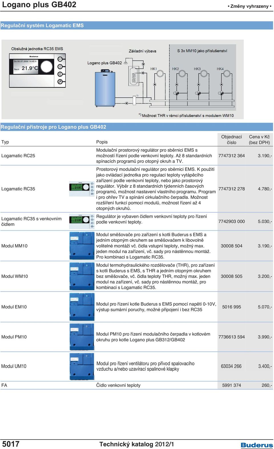 190,- Prostorový modulační regulátor pro sběrnici EMS. K použití jako ovládací jednotka pro regulaci teploty vytápěcího zařízení podle venkovní teploty, nebo jako prostorový regulátor.