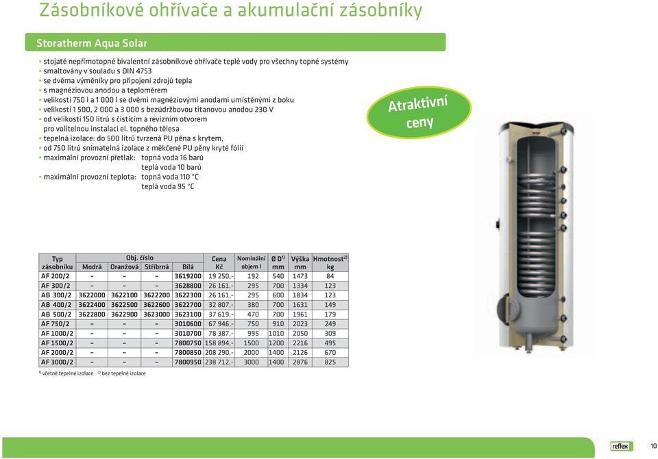 anodou 230 V od velikosti 150 litrů s čistícím a revizním otvorem pro volitelnou instalaci el.