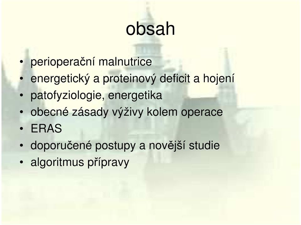 energetika obecné zásady výživy kolem operace