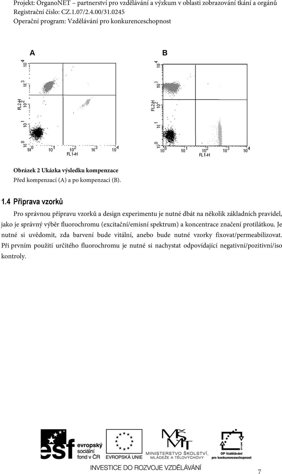 správný výběr fluorochromu (excitační/emisní spektrum) a koncentrace značení protilátkou.