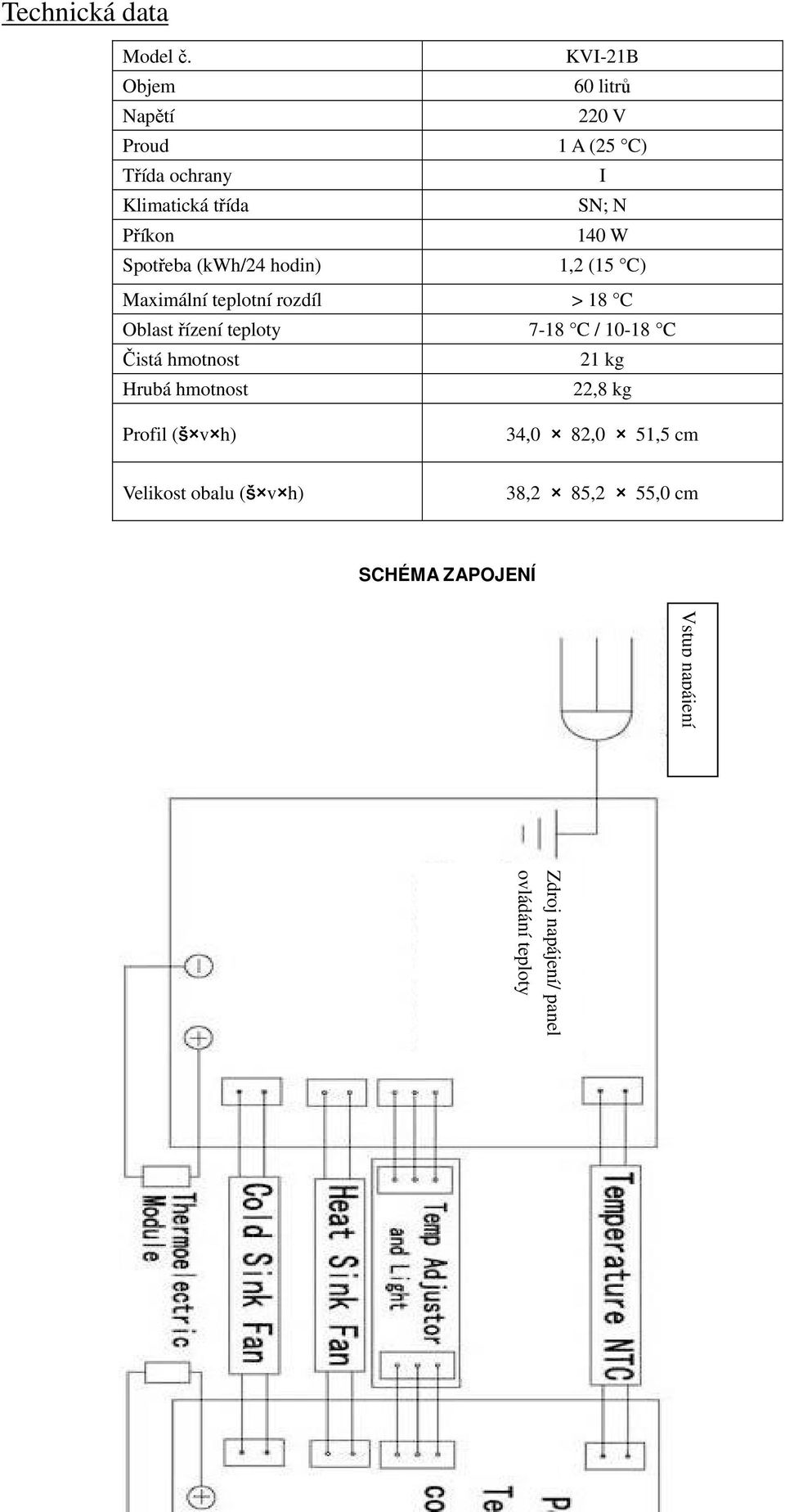 Spotřeba (kwh/24 hodin) 1,2 (15 C) Maximální teplotní rozdíl > 18 C Oblast řízení teploty 7-18 C / 10-18 C