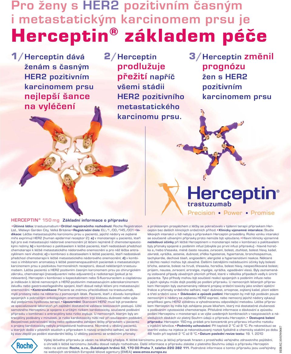 3/ Herceptin změnil prognózu žen s HER2 pozitivním karcinomem prsu HERCEPTIN 150 mg Základní informace o přípravku Účinná látka: trastuzumabum Držitel registračního rozhodnutí: Roche Registration Ltd.