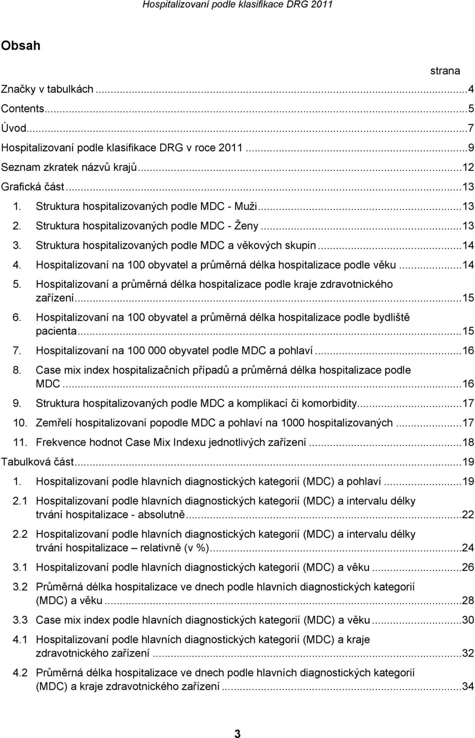 Hospitalizovaní na 100 obyvatel a průměrná délka hospitalizace podle věku...14 5. Hospitalizovaní a průměrná délka hospitalizace podle kraje zdravotnického zařízení...15 6.