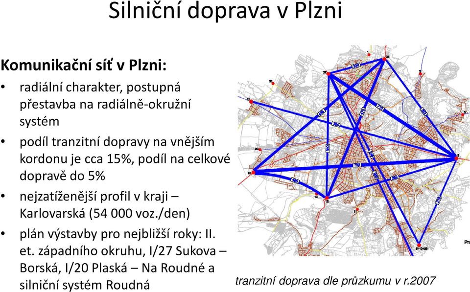 5% nejzatíženější profil v kraji Karlovarská (54 000 voz./den) plán výstavby pro nejbližší roky: II. et.