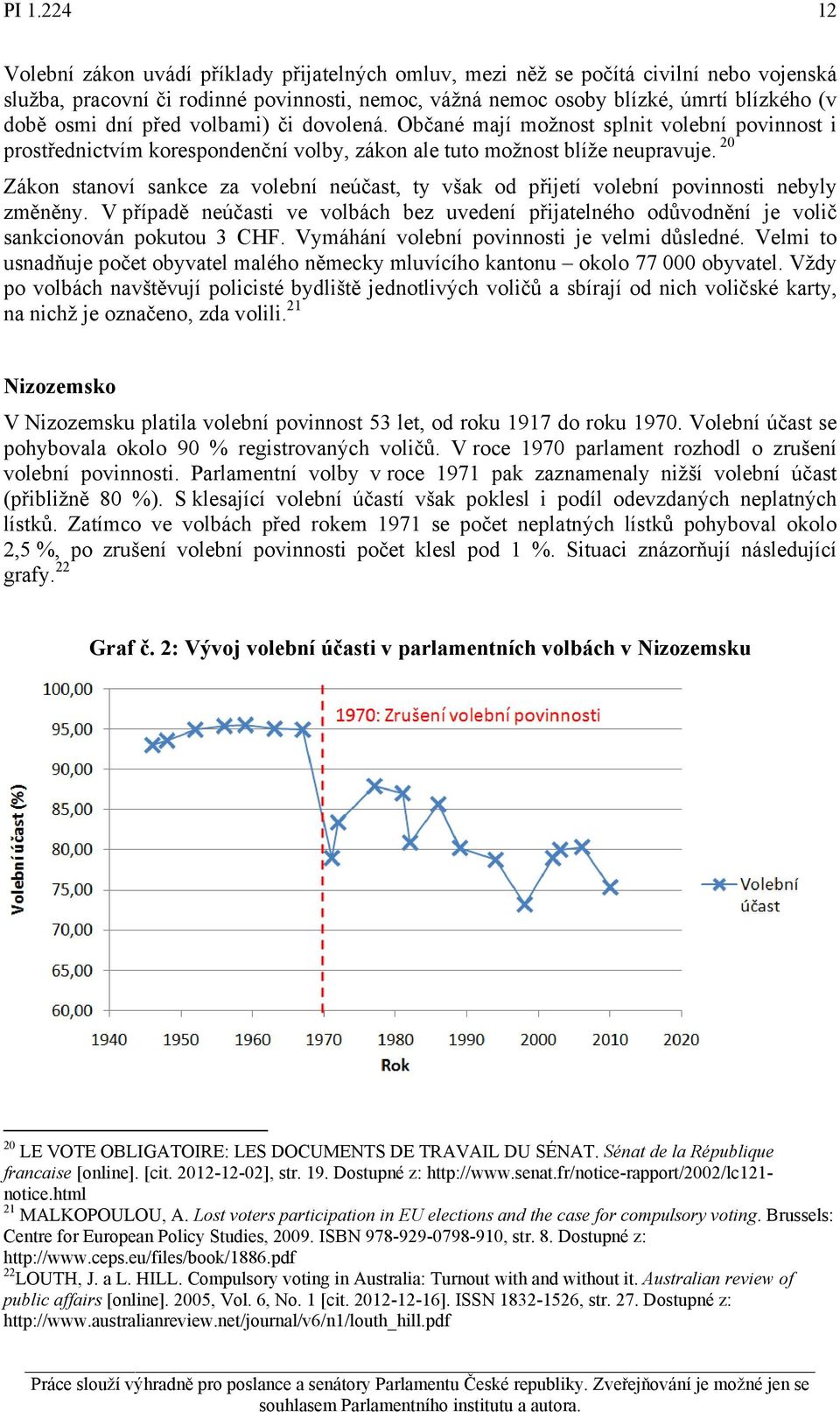 20 Zákon stanoví sankce za volební neúčast, ty však od přijetí volební povinnosti nebyly změněny. V případě neúčasti ve volbách bez uvedení přijatelného odůvodnění je volič sankcionován pokutou 3 CHF.