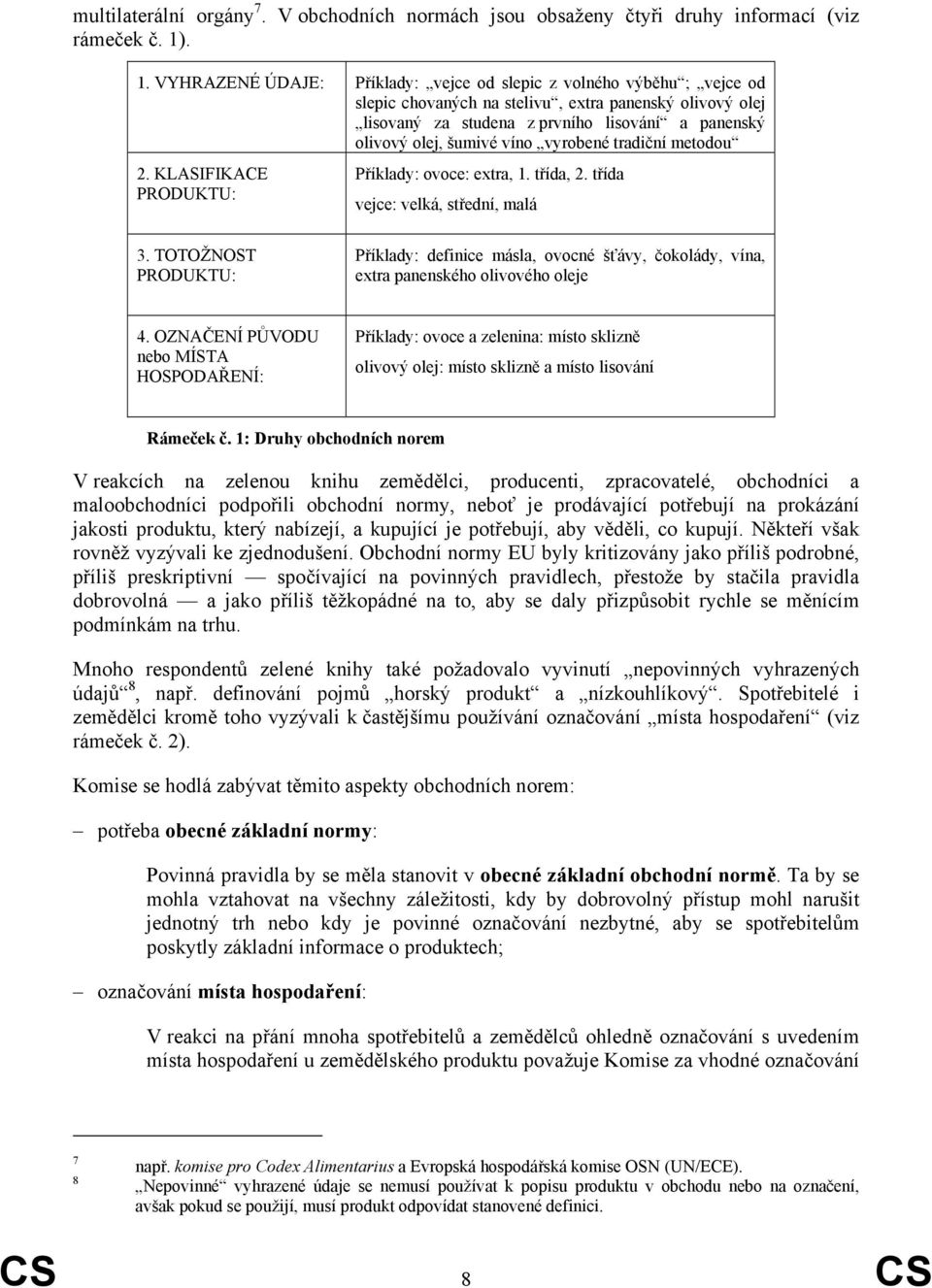 šumivé víno vyrobené tradiční metodou 2. KLASIFIKACE PRODUKTU: Příklady: ovoce: extra, 1. třída, 2. třída vejce: velká, střední, malá 3.