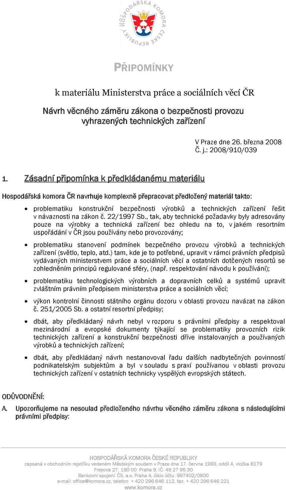 v návaznosti na zákon č. 22/1997 Sb.