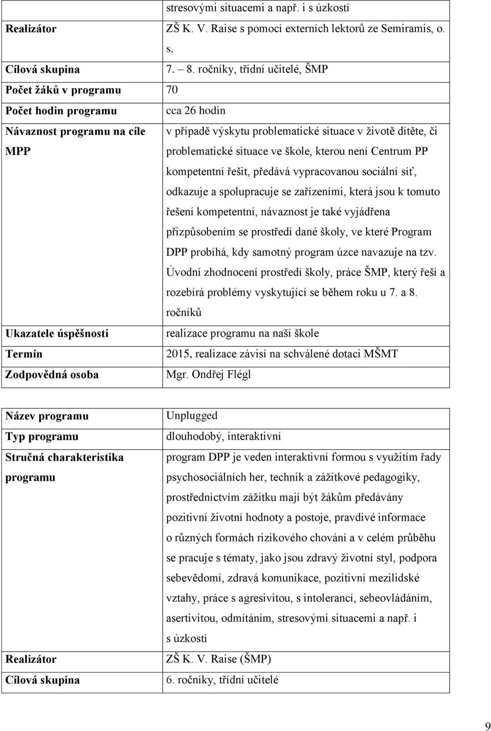 situace ve škole, kterou není Centrum PP kompetentní řešit, předává vypracovanou sociální síť, odkazuje a spolupracuje se zařízeními, která jsou k tomuto řešení kompetentní, návaznost je také