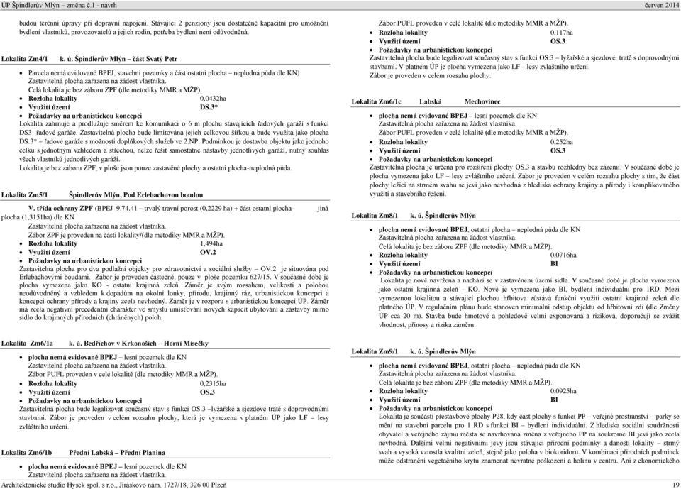 3* Lokalita zahrnuje a prodlužuje směrem ke komunikaci o 6 m plochu stávajících řadových garáží s funkcí DS3- řadové garáže.