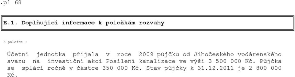 na investiční akci Posílení kanalizace ve výši 3 500 000 Kč.