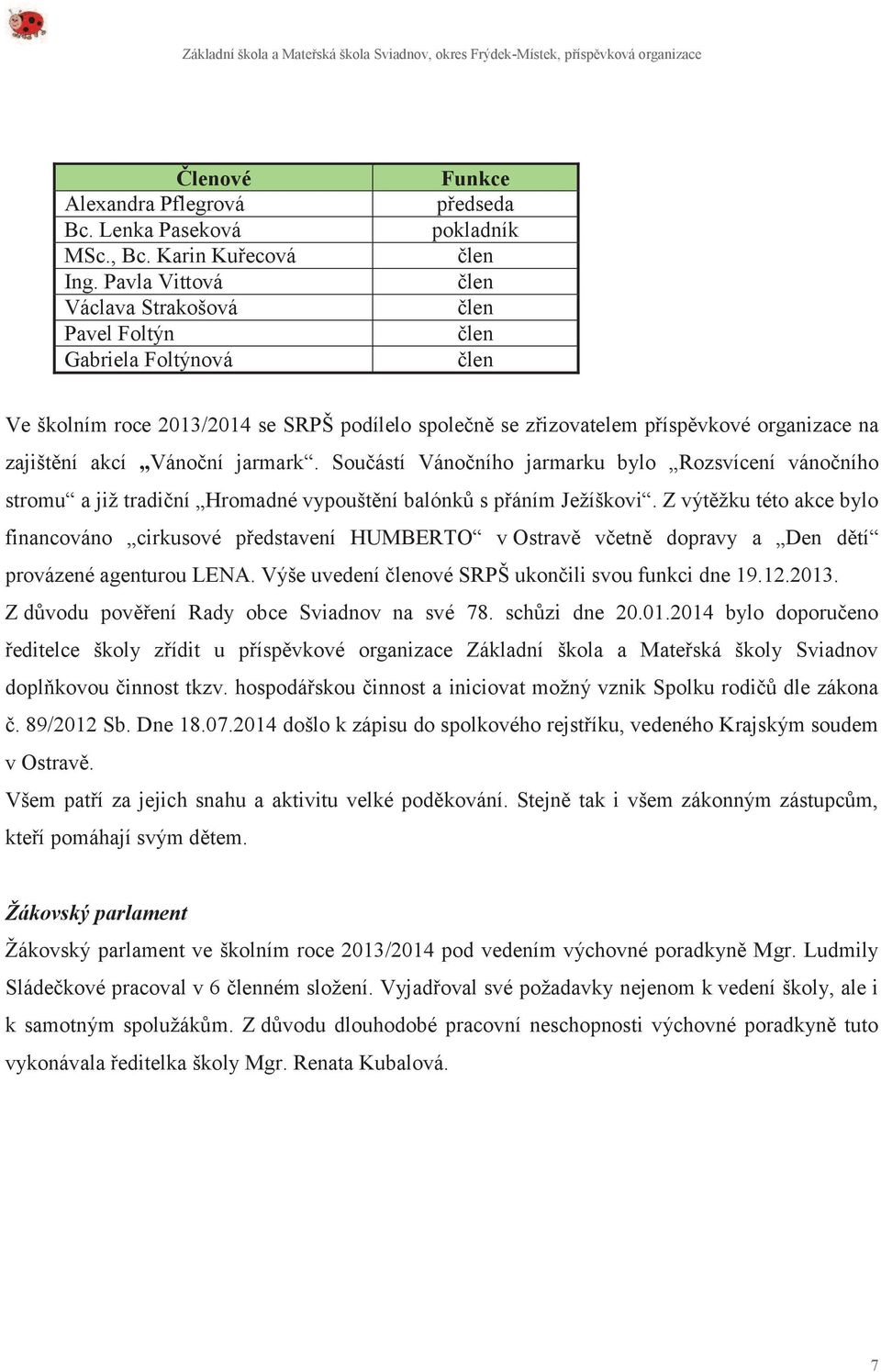 organizace na zajištění akcí Vánoční jarmark. Součástí Vánočního jarmarku bylo Rozsvícení vánočního stromu a již tradiční Hromadné vypouštění balónků s přáním Ježíškovi.