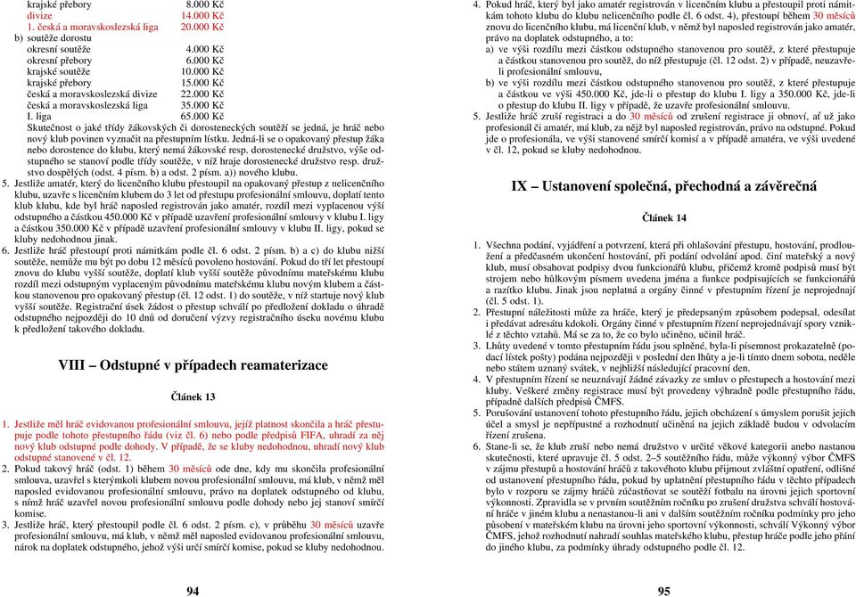 000 Kè Skuteènost o jaké tøídy žákovských èi dorosteneckých soutìží se jedná, je hráè nebo nový klub povinen vyznaèit na pøestupním lístku.