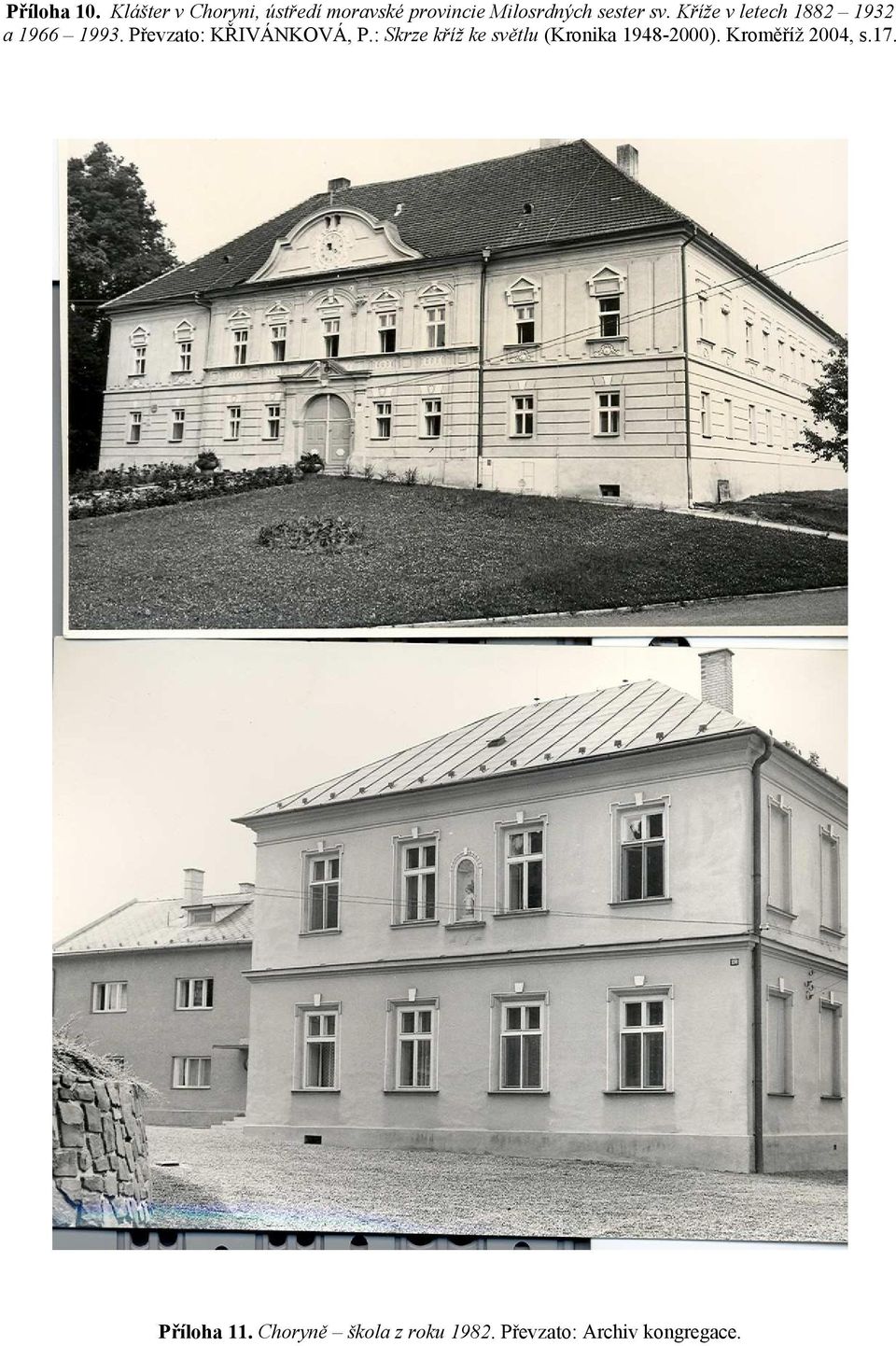 Kříže v letech 1882 1932 a 1966 1993. Převzato: KŘIVÁNKOVÁ, P.