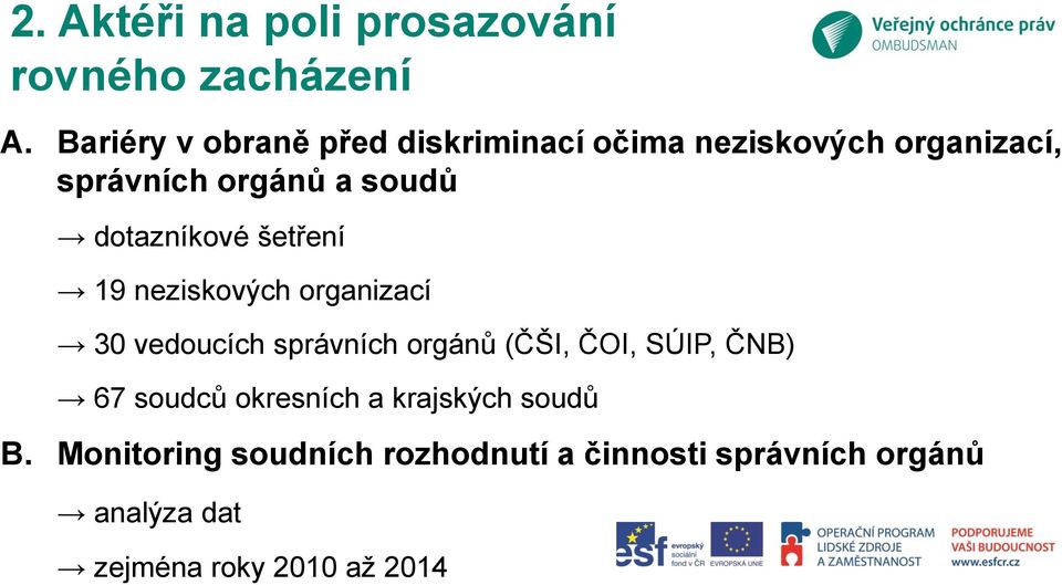 dotazníkové šetření 19 neziskových organizací 30 vedoucích správních orgánů (ČŠI, ČOI, SÚIP,