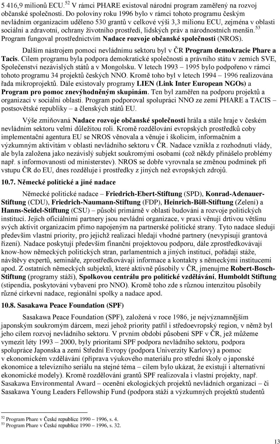 lidských práv a národnostních menšin. 53 Program fungoval prostřednictvím Nadace rozvoje občanské společnosti (NROS).