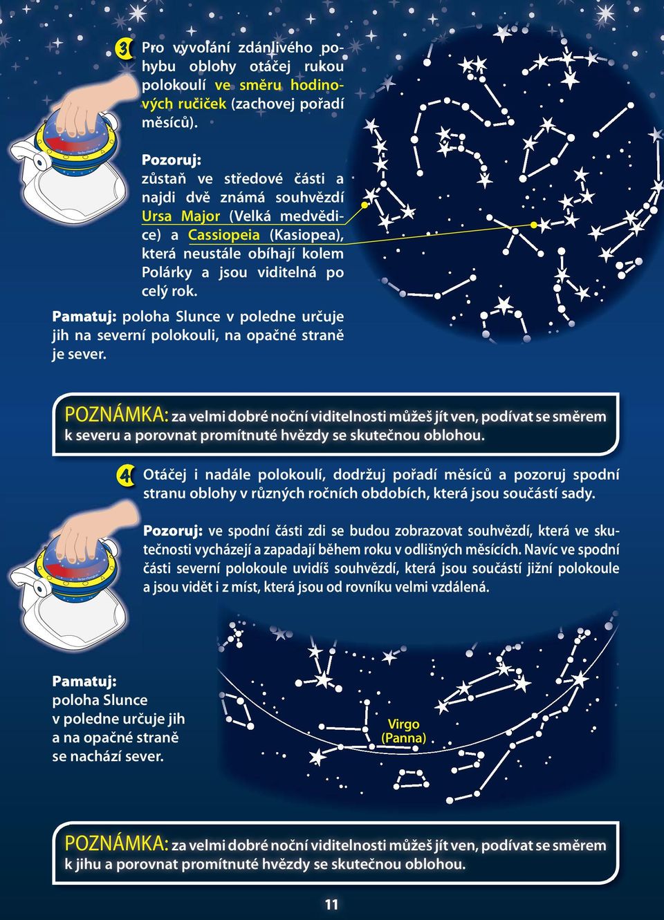 rok. Pamatuj: poloha lunce v poledne určuje jih na severní polokouli, na opačné straně je sever.