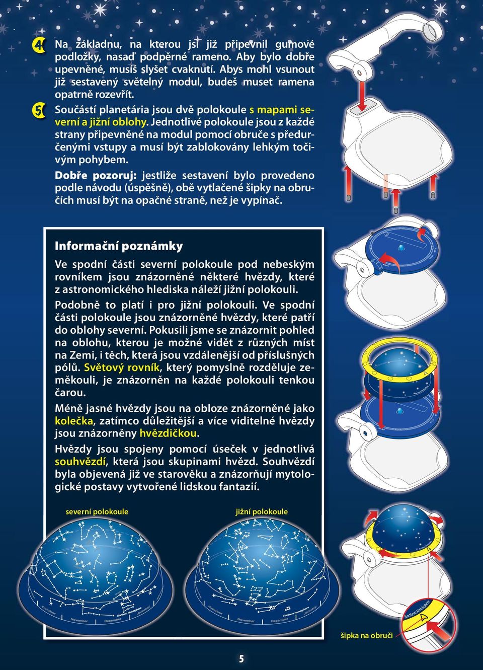 Jednotlivé polokoule jsou z každé strany připevněné na modul pomocí obruče s předurčenými vstupy a musí být zablokovány lehkým točivým pohybem.