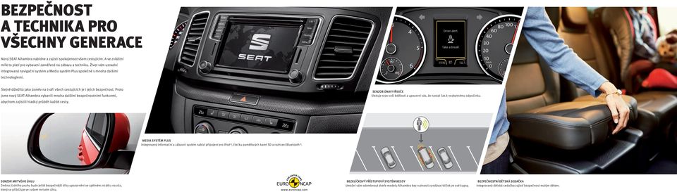 Proto jsme nový SEAT Alhambra vybavili mnoha dalšími bezpečnostními funkcemi, abychom zajistili hladký průběh každé cesty.