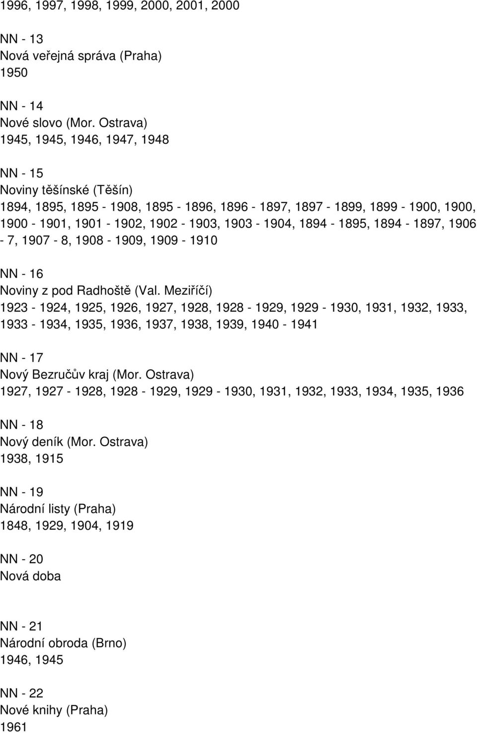 1894-1897, 1906-7, 1907-8, 1908-1909, 1909-1910 NN - 16 Noviny z pod Radhoště (Val.