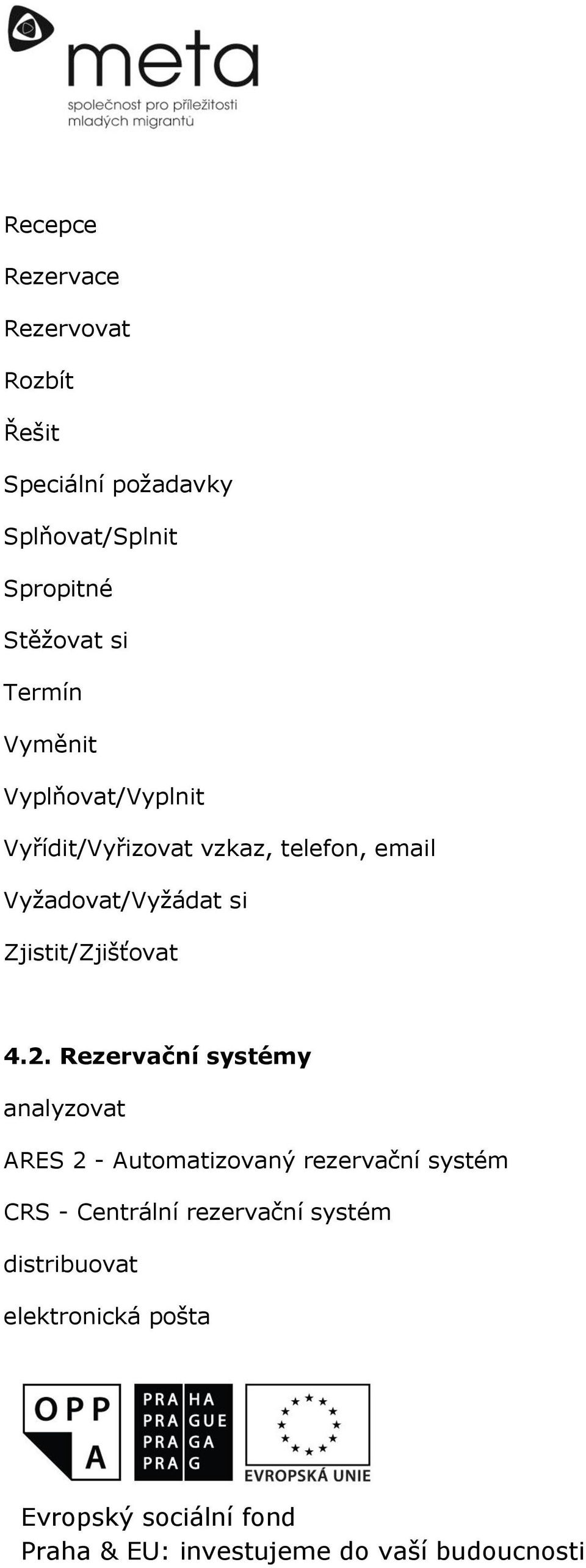 Vyžadovat/Vyžádat si Zjistit/Zjišťovat 4.2.