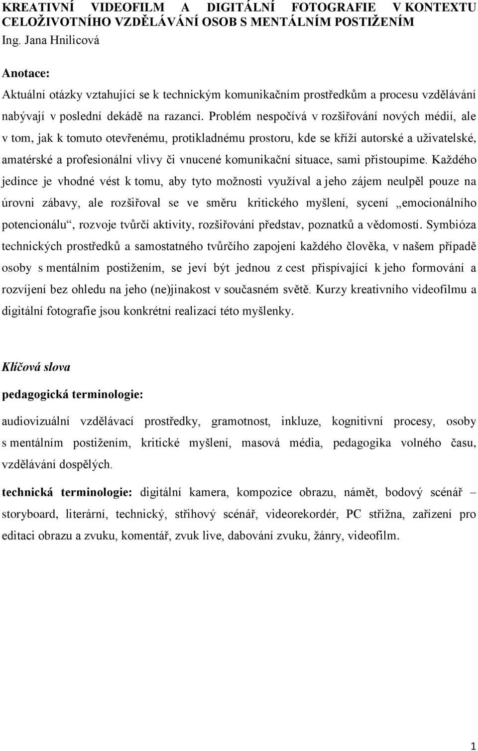 Problém nespočívá v rozšiřování nových médií, ale v tom, jak k tomuto otevřenému, protikladnému prostoru, kde se kříží autorské a uživatelské, amatérské a profesionální vlivy či vnucené komunikační