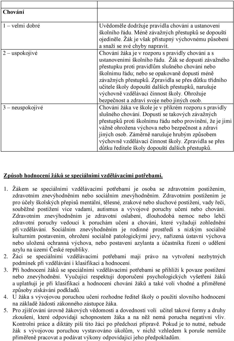 Žák se dopustí závažného přestupku proti pravidlům slušného chování nebo školnímu řádu; nebo se opakovaně dopustí méně závažných přestupků.