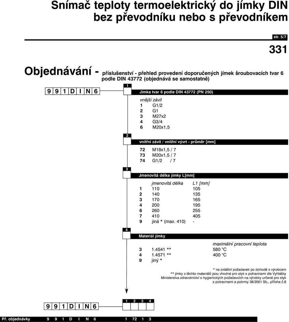 délka L [mm] 0 05 0 5 70 65 00 95 6 60 55 7 0 05 9 jiná * (max. 0) -.5 ** 580 C.