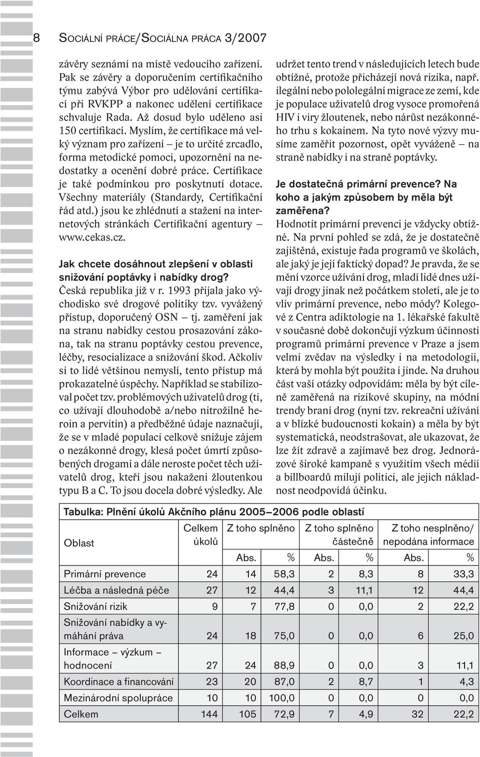 Myslím, že certifikace má velký význam pro zařízení je to určité zrcadlo, forma metodické pomoci, upozornění na nedostatky a ocenění dobré práce. Certifikace je také podmínkou pro poskytnutí dotace.