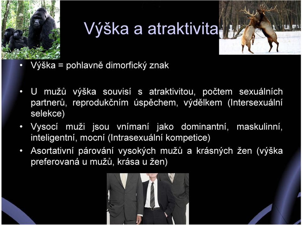 muži jsou vnímaní jako dominantní, maskulinní, inteligentní, mocní (Intrasexuální